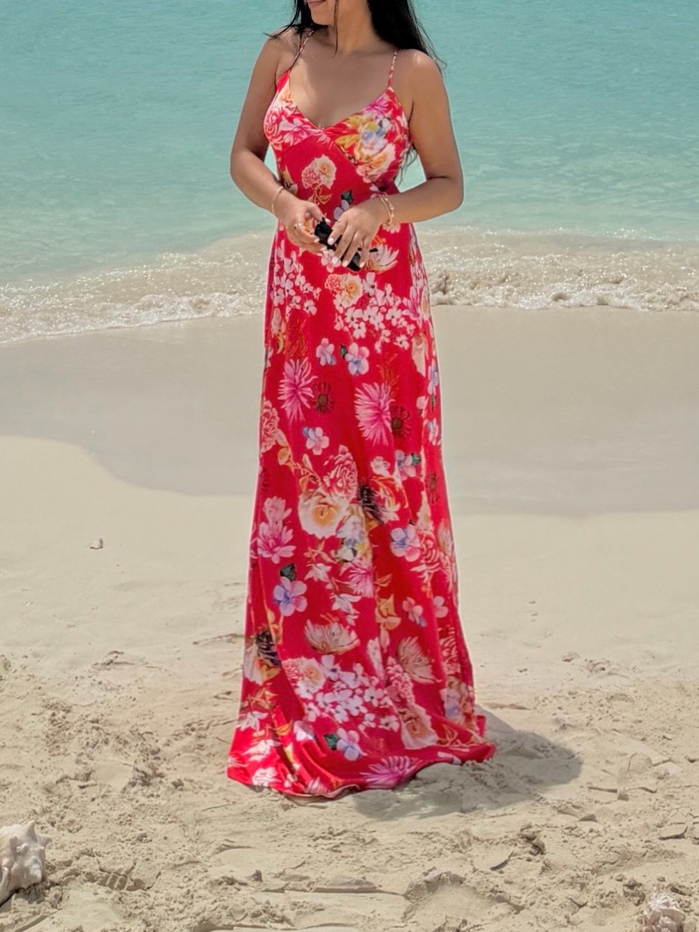 Source Unknown Red Floral Maxi Dress